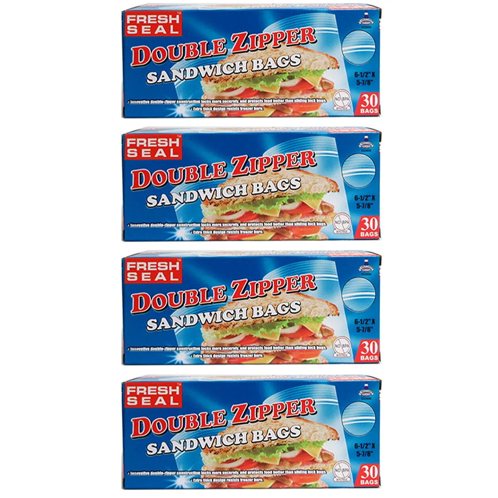 120X Clear Poly Sandwich Lunch Bags Double Zipper Snacks School Zip Food Storage