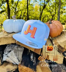 2023 October Collection Jobes Cap-  All White 3D Yellow/Orange outline