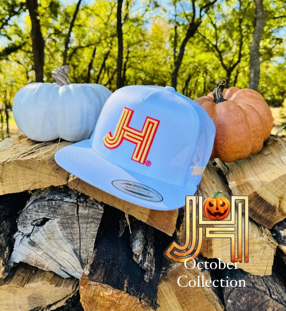 2023 October Collection Jobes Cap-  All White 3D Yellow/Orange outline