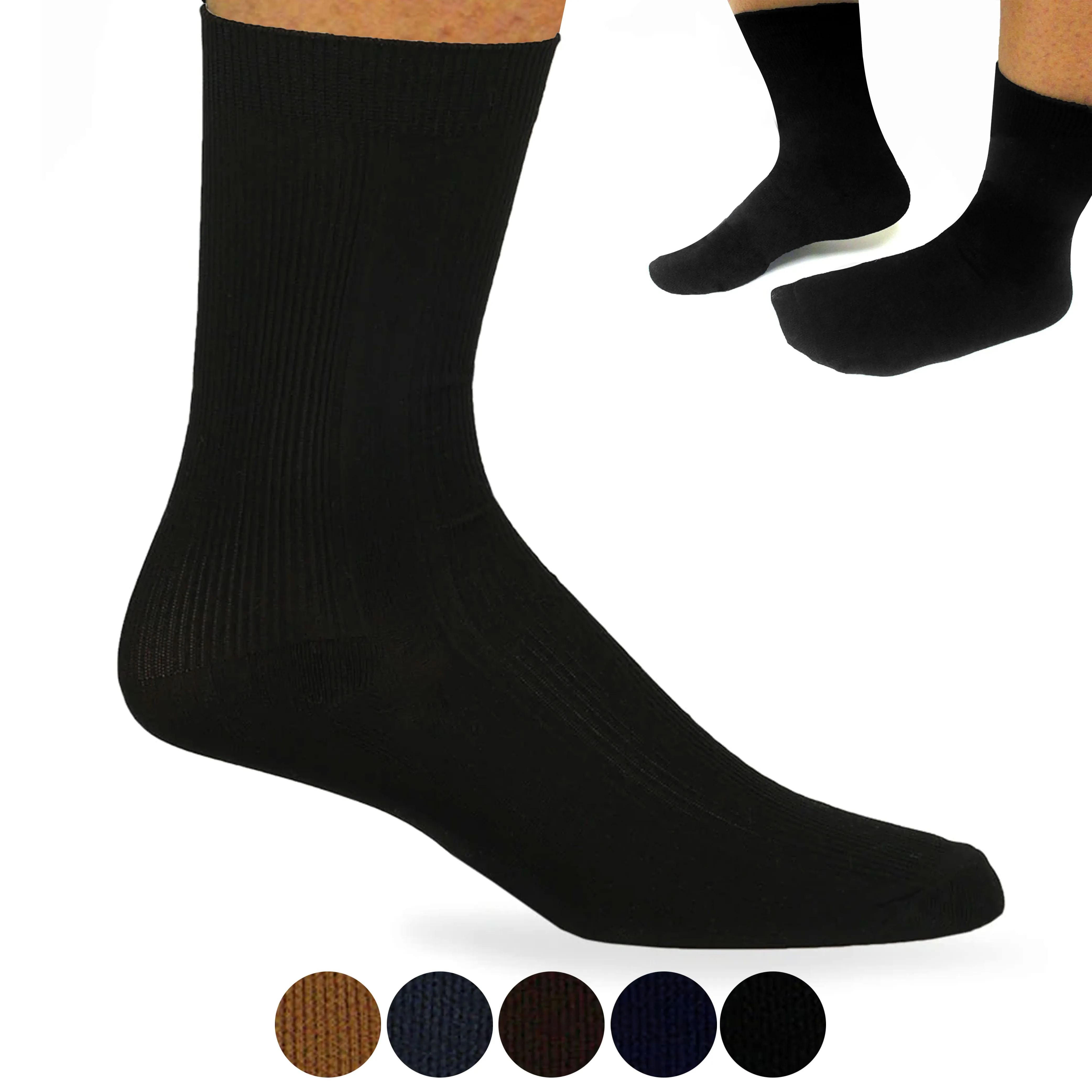 3 Pairs Mens Classic Dress Socks Calf Casual Crew Solid Multicolor Fashion 9-11