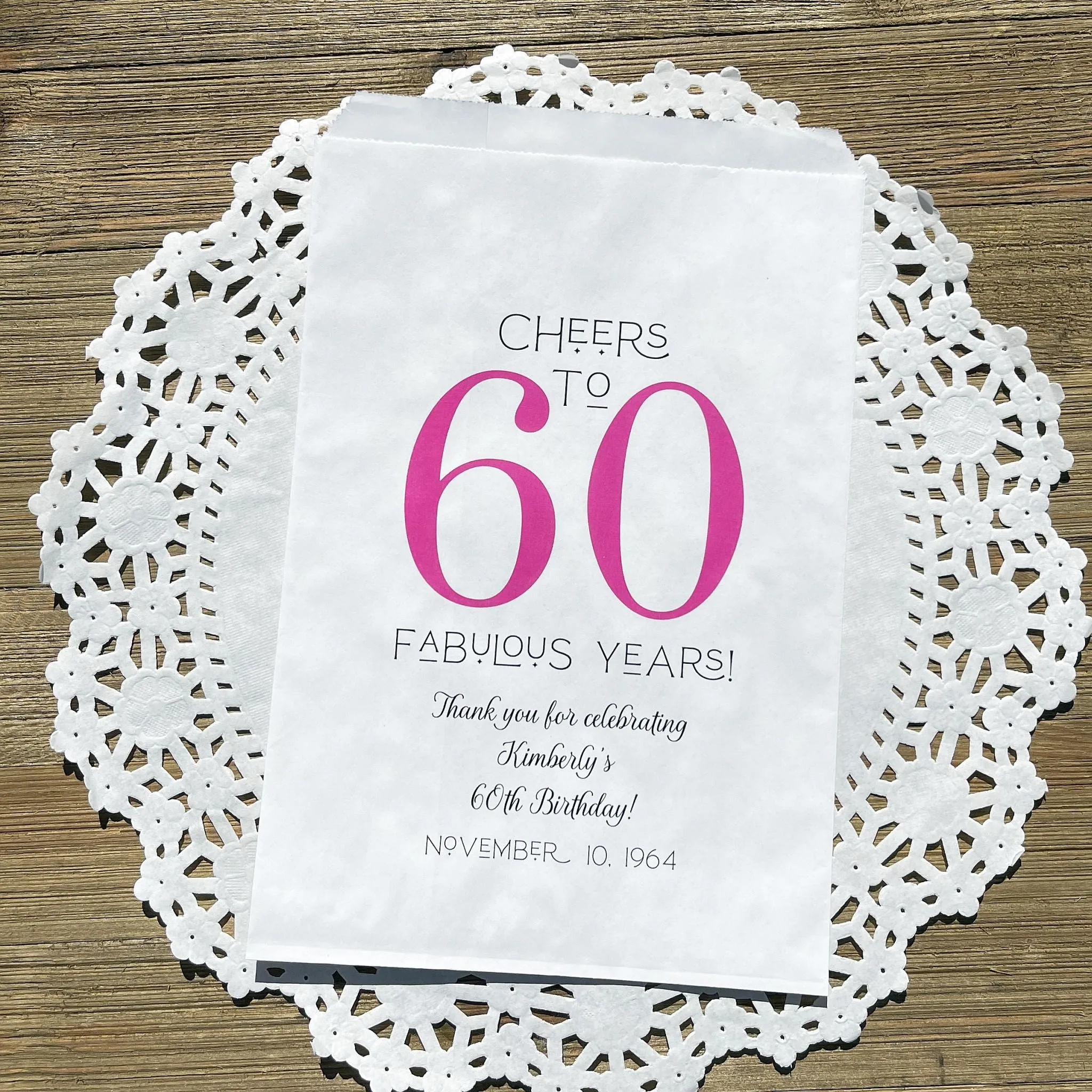 60th Birthday Favor Bags