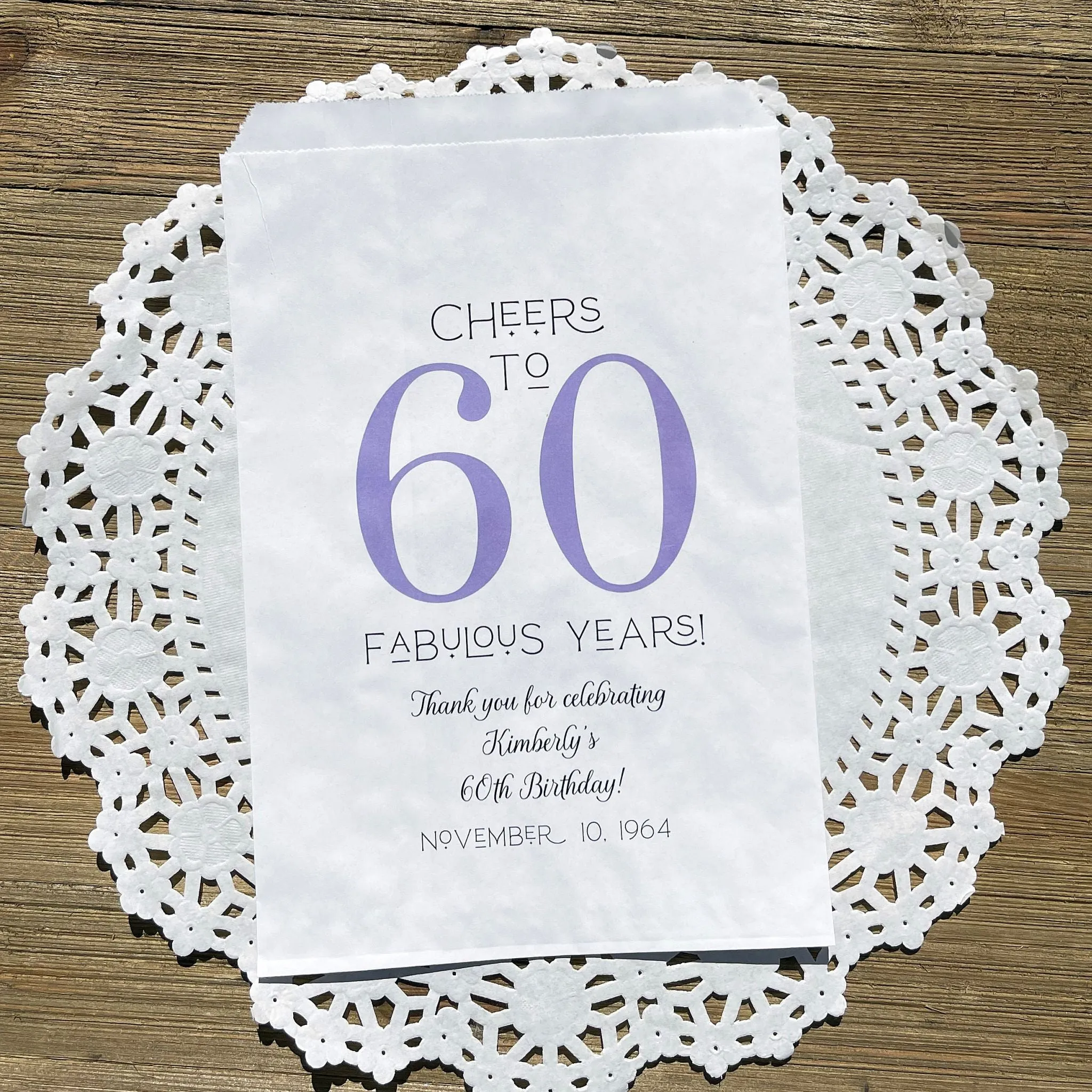 60th Birthday Favor Bags