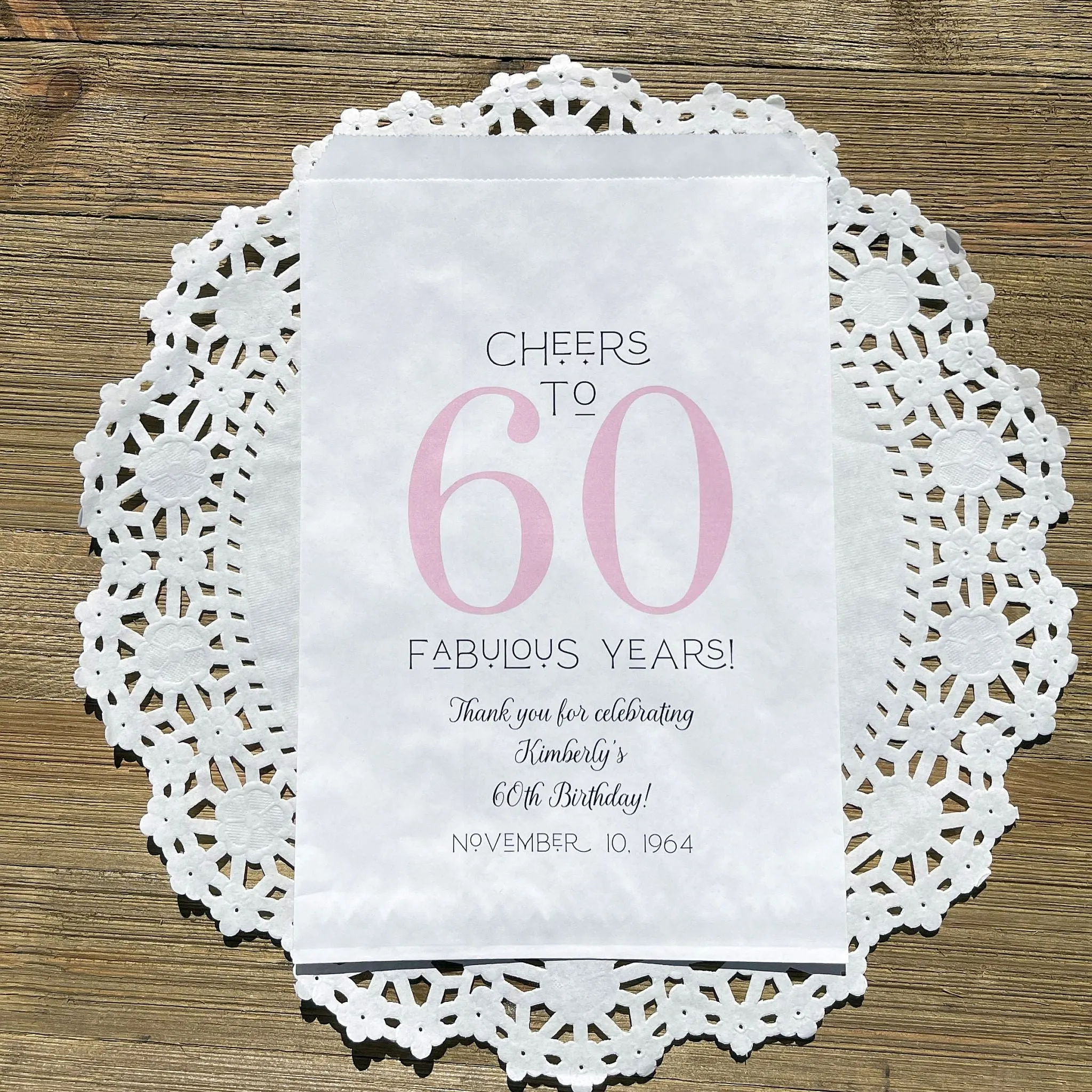 60th Birthday Favor Bags
