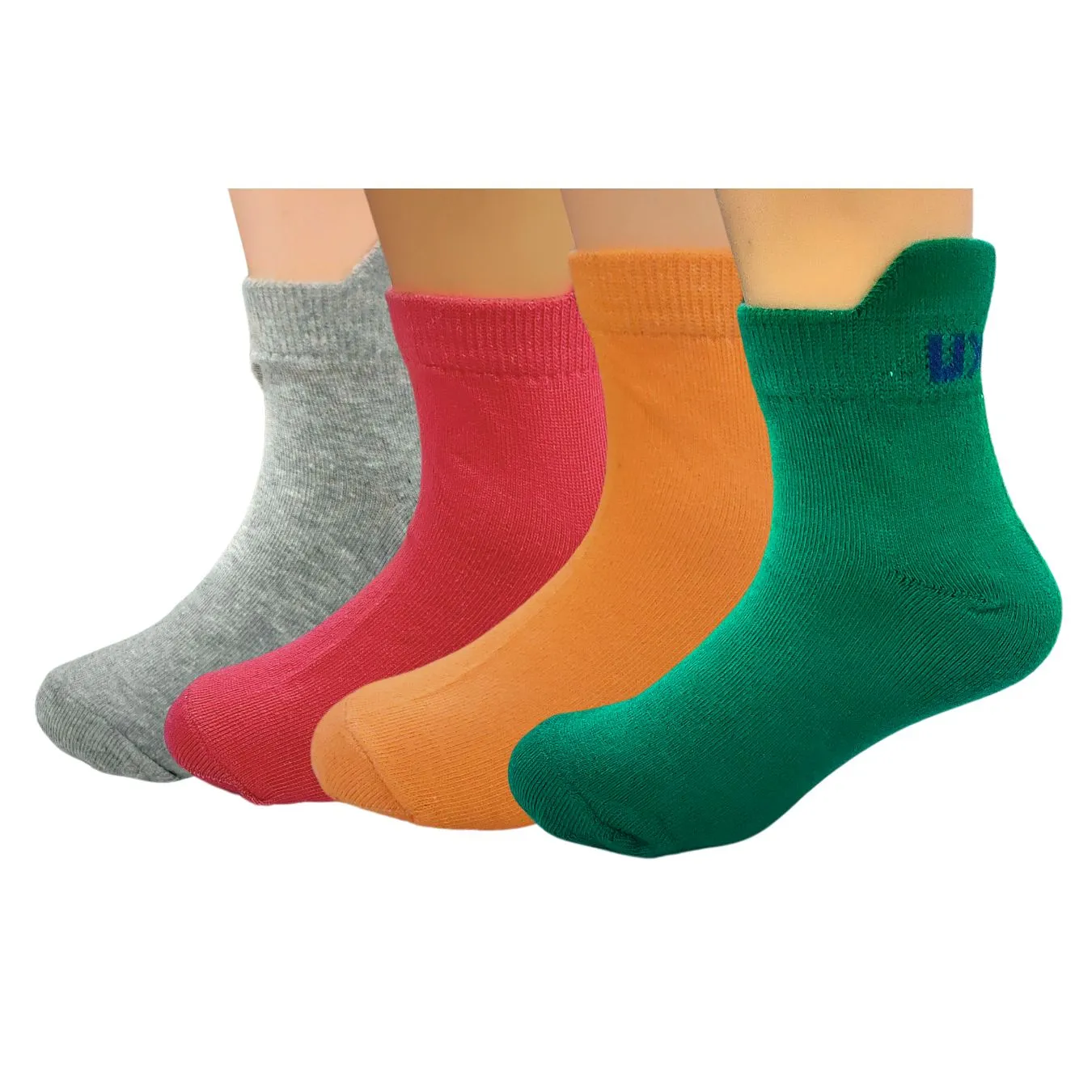 Ankle Length Colorful Socks Combo for Kids (6-9 Years, 4 Pairs )