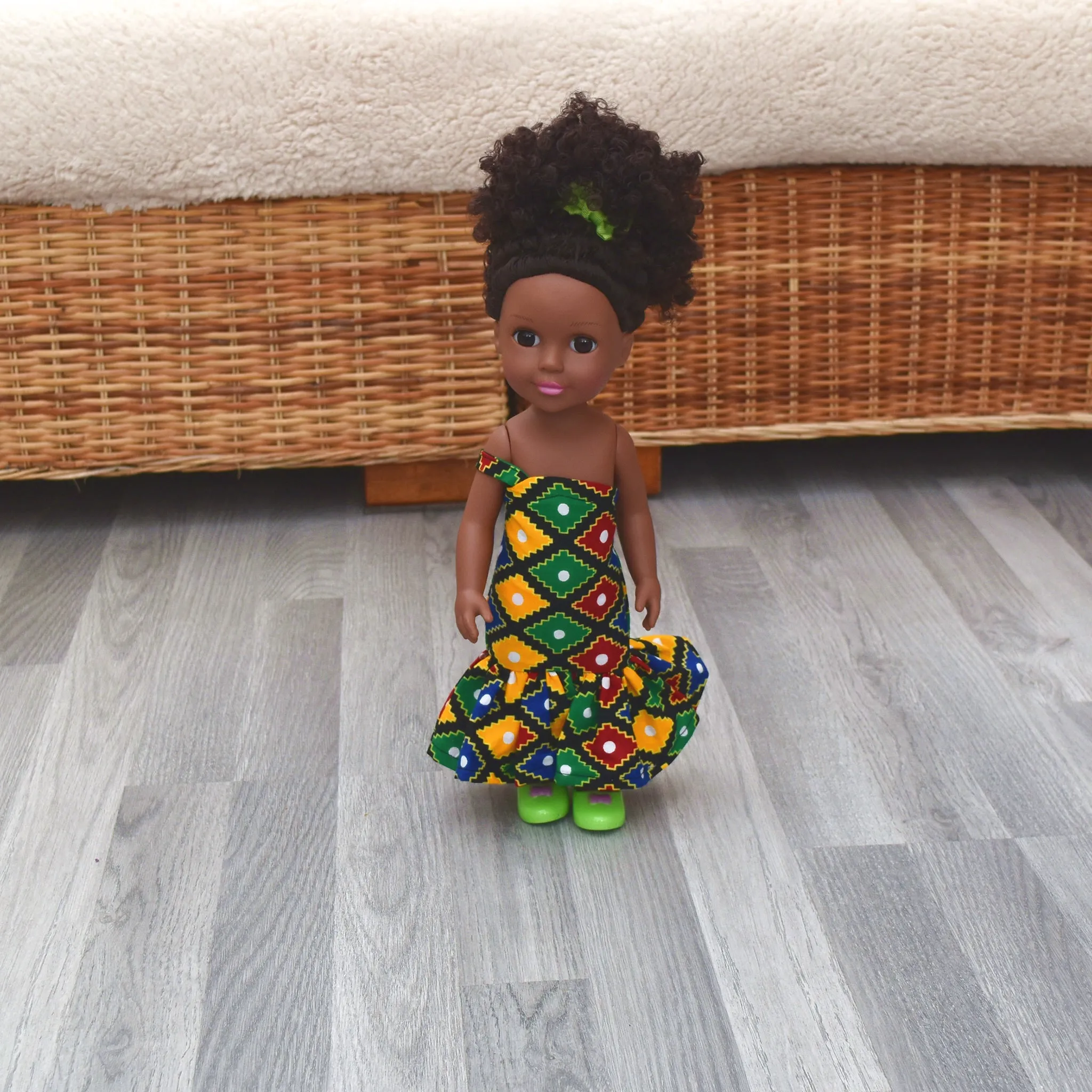 Black Doll - Afro Hair doll  - Afro Doll in Ankara Dress - Shahina