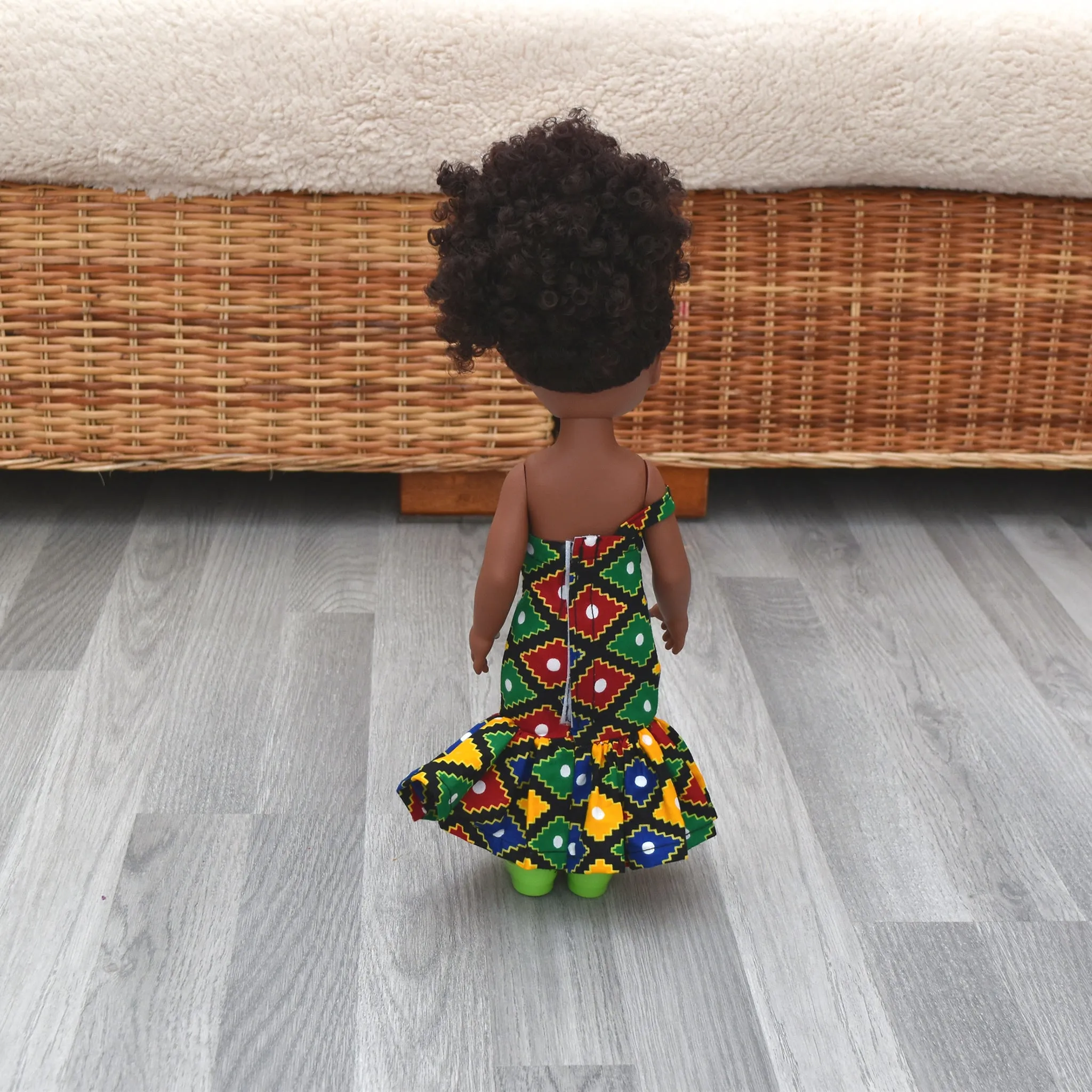 Black Doll - Afro Hair doll  - Afro Doll in Ankara Dress - Shahina