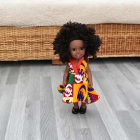 Black Doll - Afro Hair doll - Afro Doll in Ankara Dress - Thema
