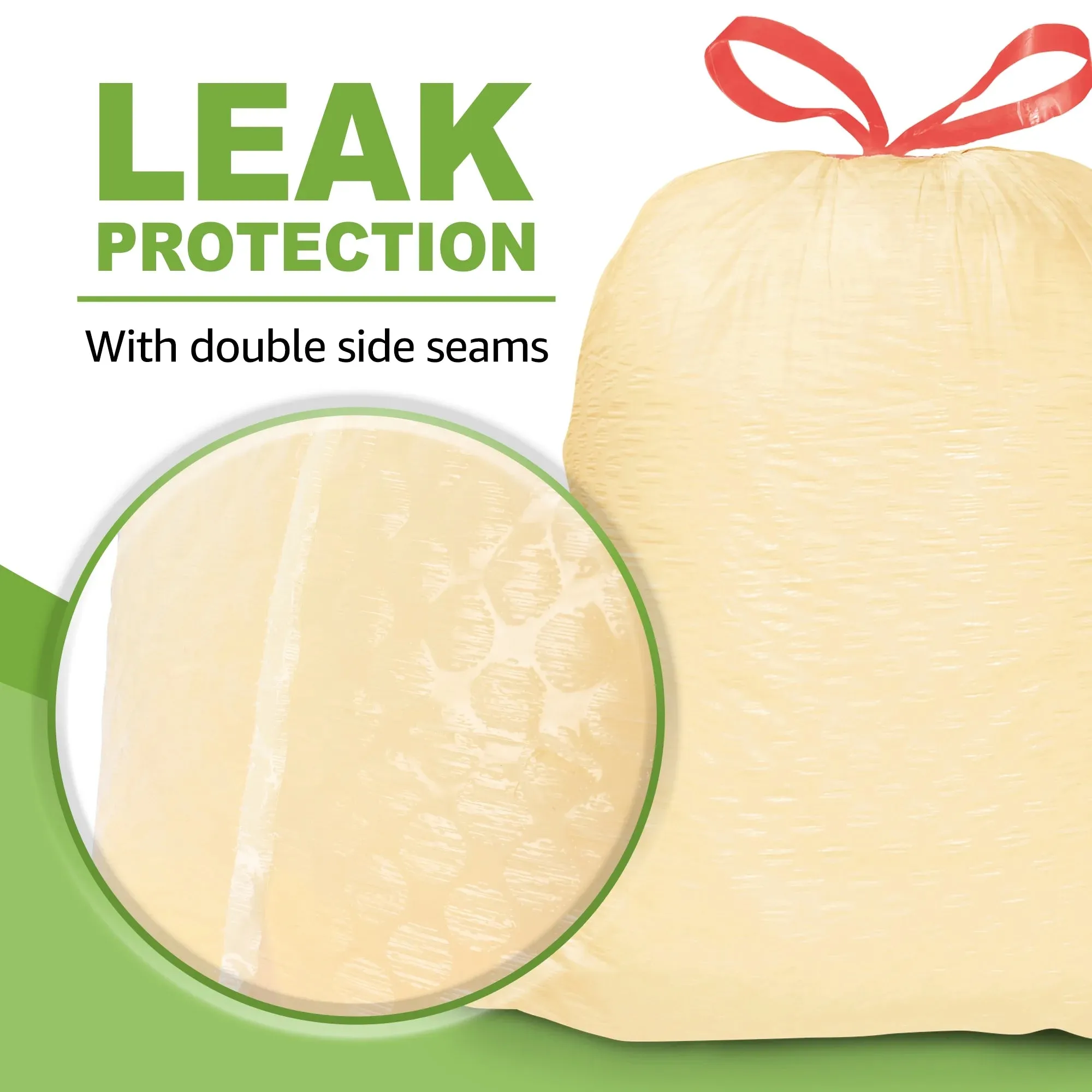 BoxLegend Trash Bags, Ultra Strong 13 Gallon Drawstring Tall Kitchen Garbage Bags, Lemon Scent, 100 Pcs, Light Yellow