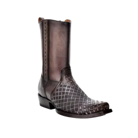 Cuadra Men's Fashion Cowboy Woven Leather Ankle Gray Boots