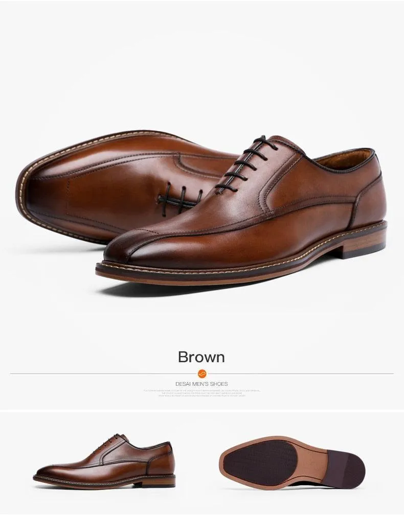 Desai Men Dress Shoes Oxfords Genuine Leather Italian Formal Shoes