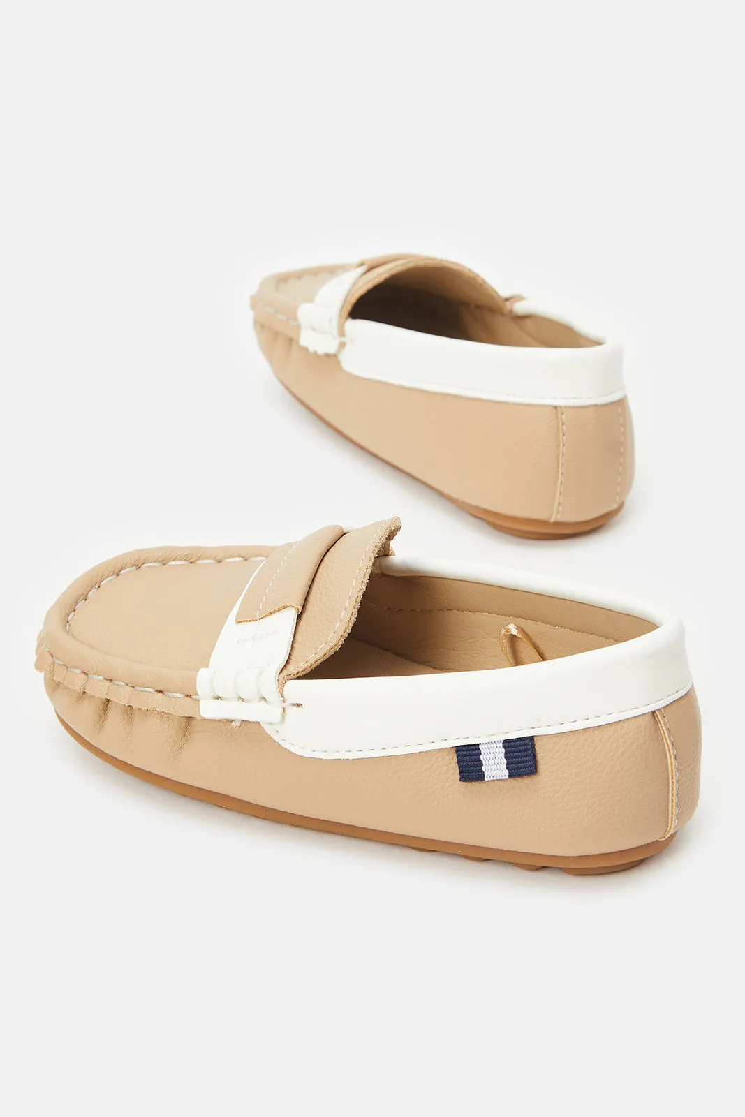 Infant Boys Beige Embellished Moccasin