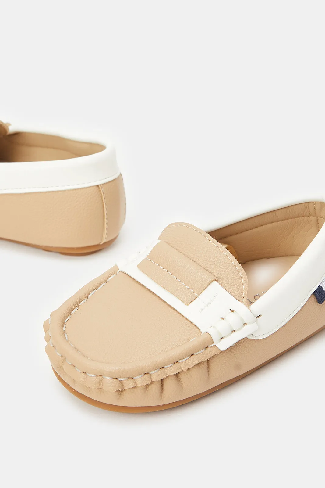 Infant Boys Beige Embellished Moccasin