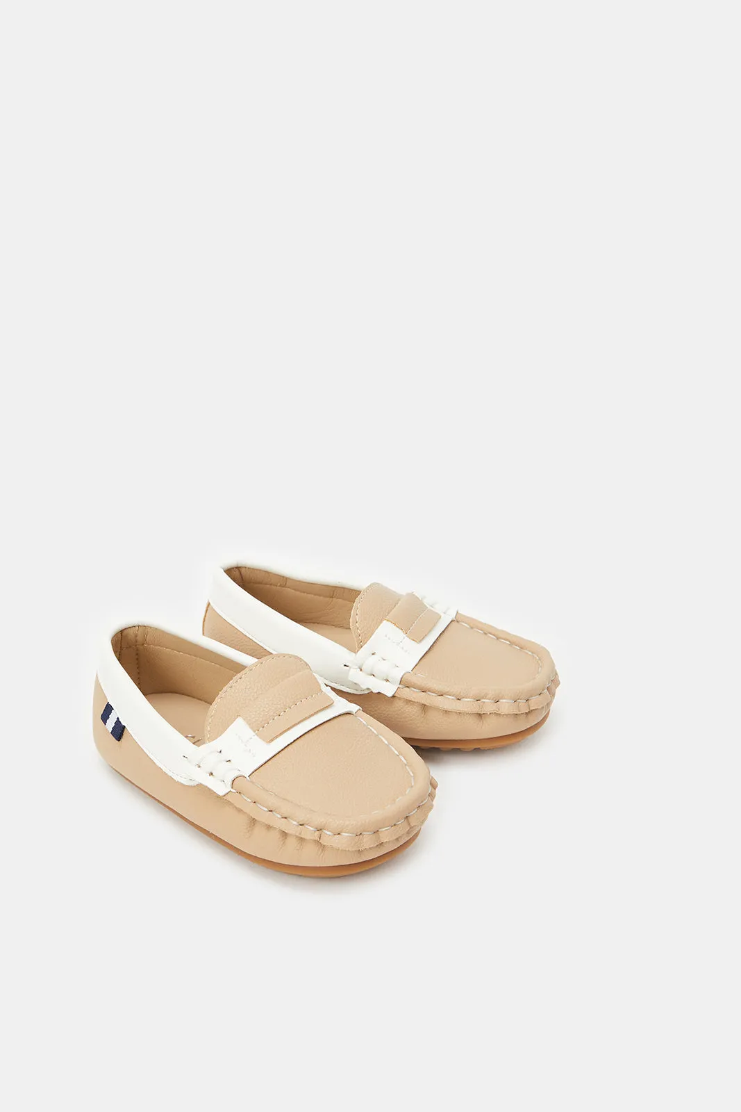 Infant Boys Beige Embellished Moccasin