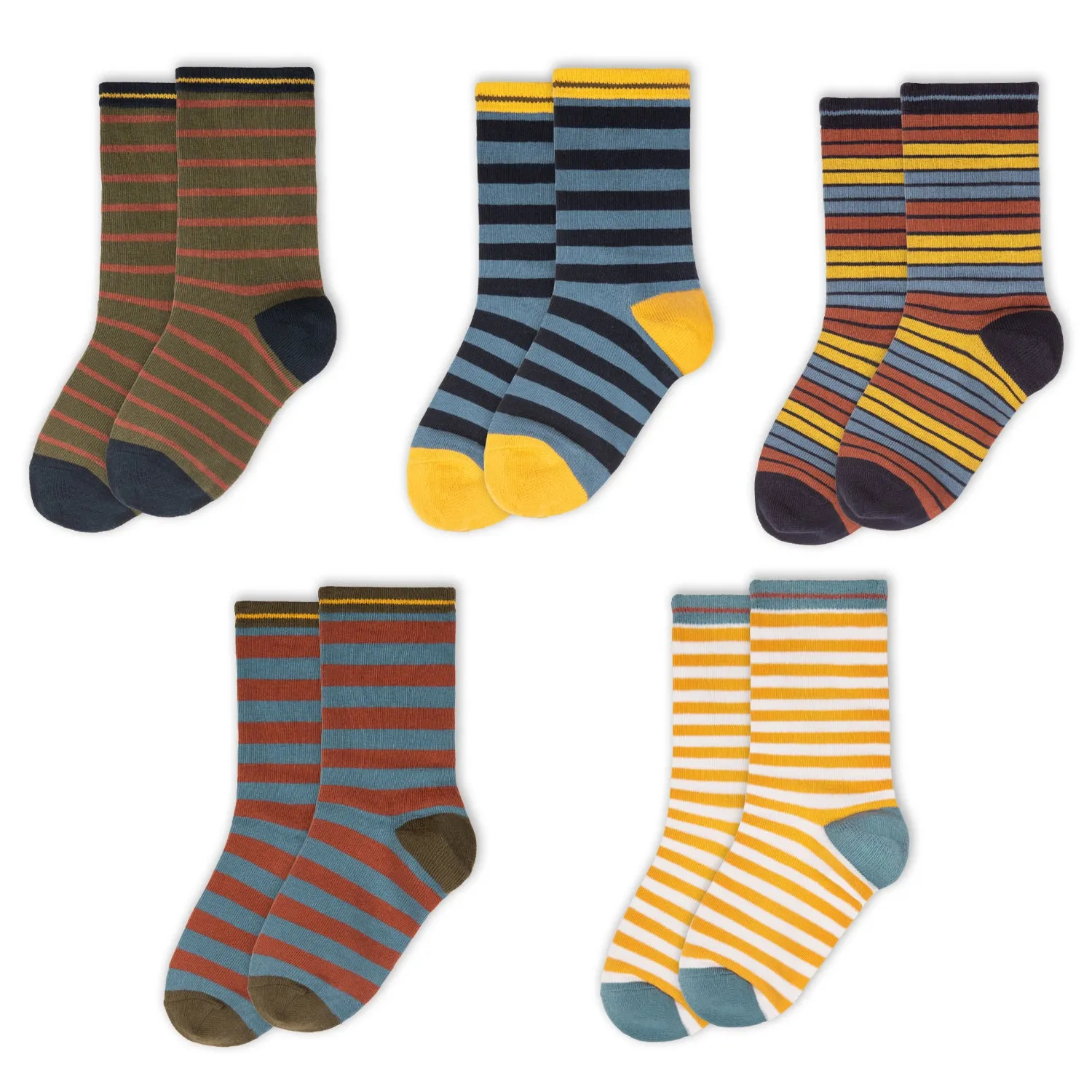 Kids Socks 5-Pack: Organic Cotton Crew Socks