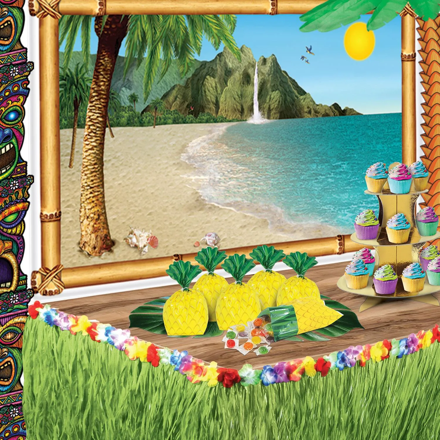 Luau Party Pineapple Cello Bags (25 per Package)