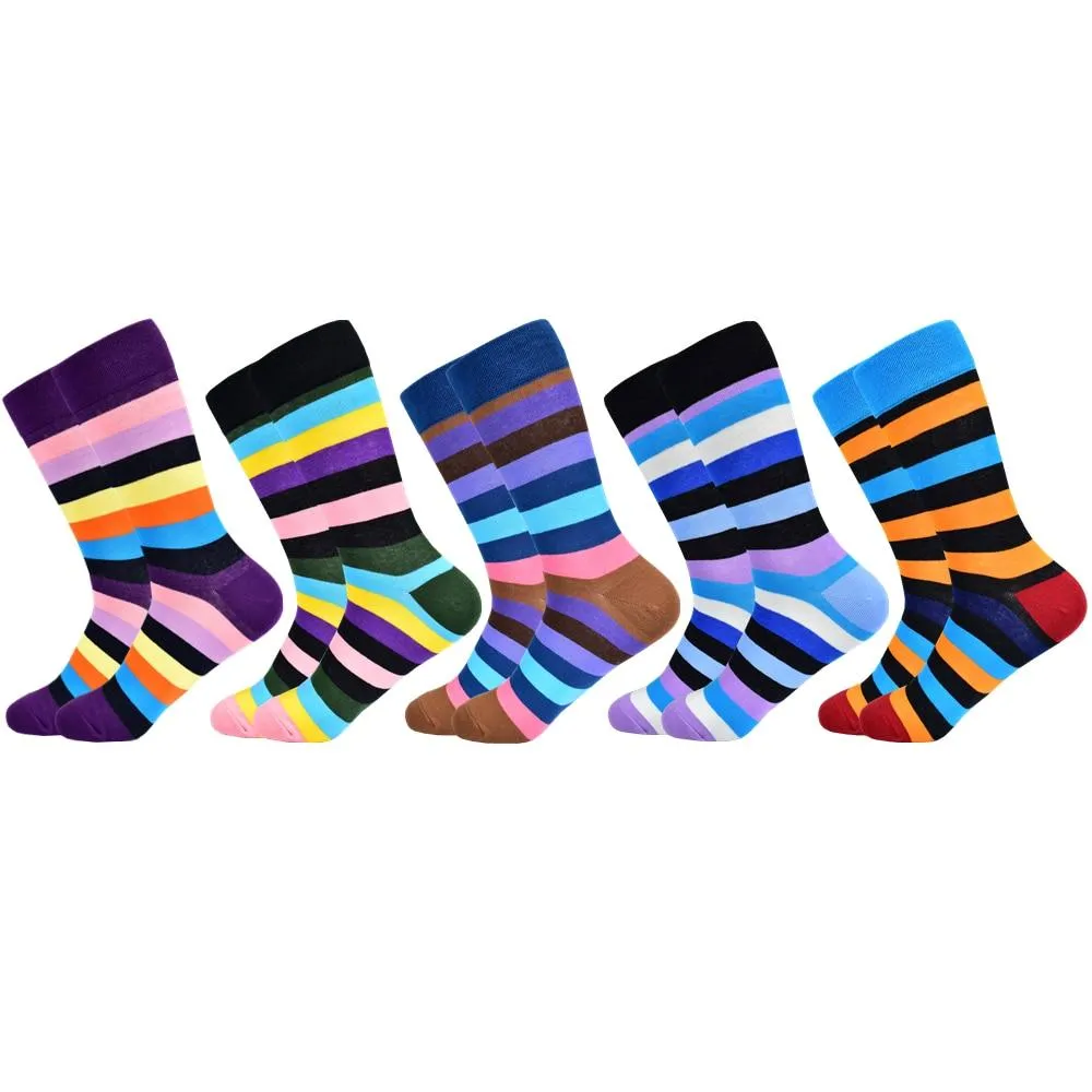 Men Cotton Colourful Striped Happy Socks