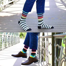 Men Cotton Colourful Striped Happy Socks