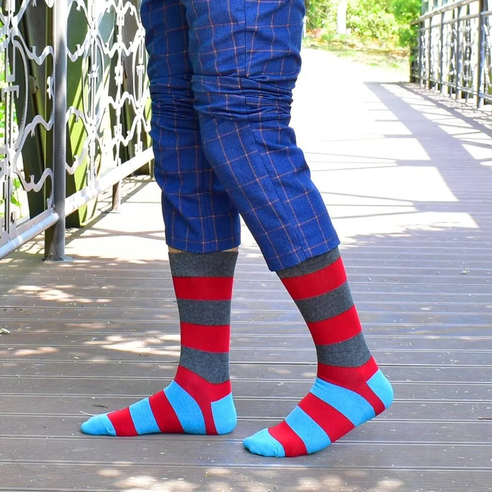 Men Cotton Colourful Striped Happy Socks