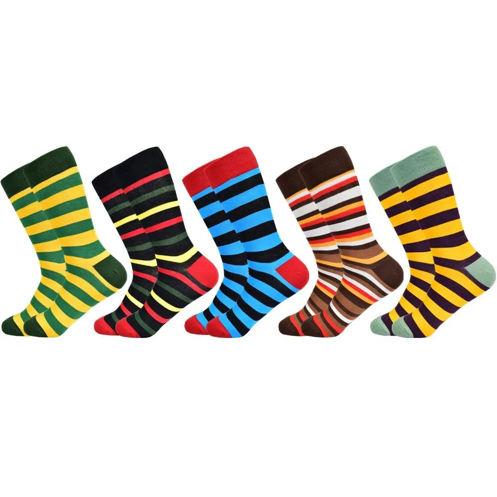 Men Cotton Colourful Striped Happy Socks