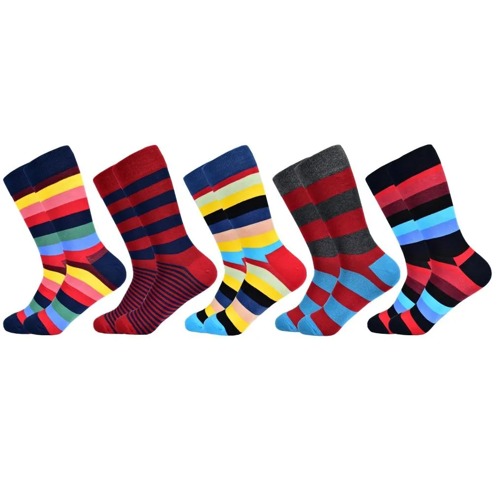 Men Cotton Colourful Striped Happy Socks