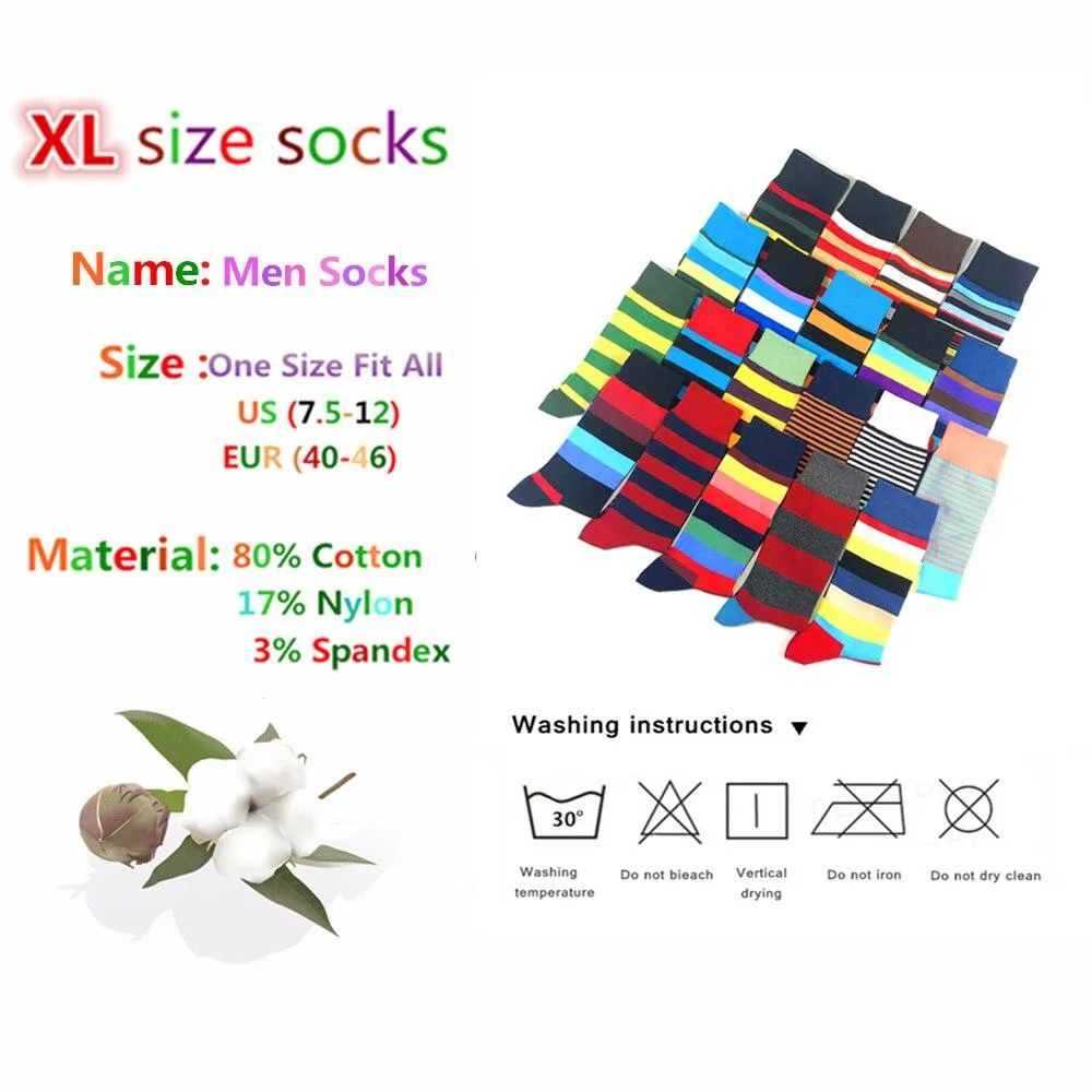 Men Cotton Colourful Striped Happy Socks