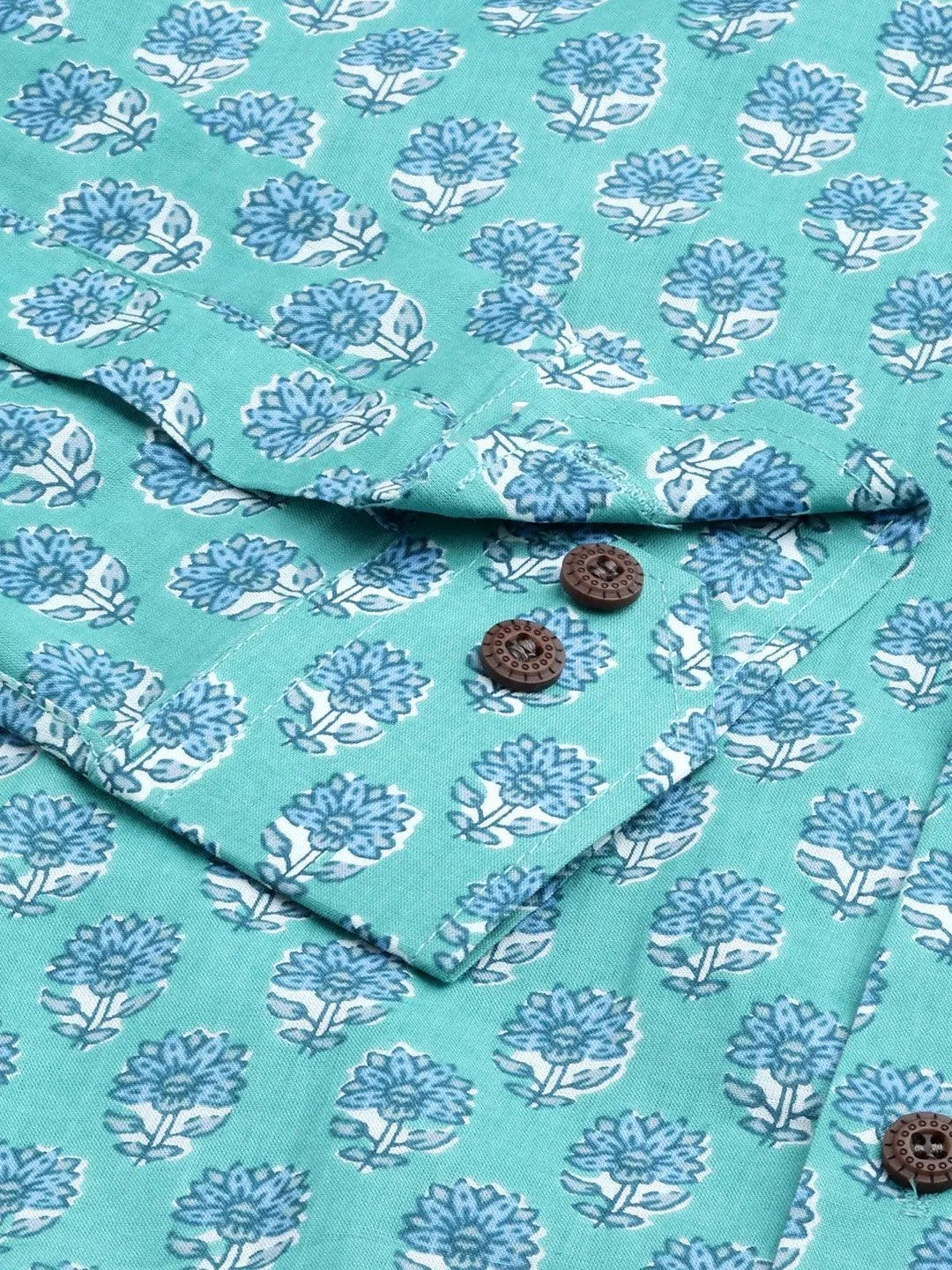 Millennial Men Turquoise Blue & Blue  Cotton  Full Sleeve  Shirt For Men-Mmf0270