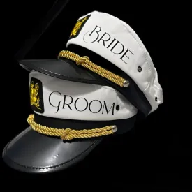 Nautical Bride and Groom Captain Sailor Hats for Bridal Couple Couple Gift