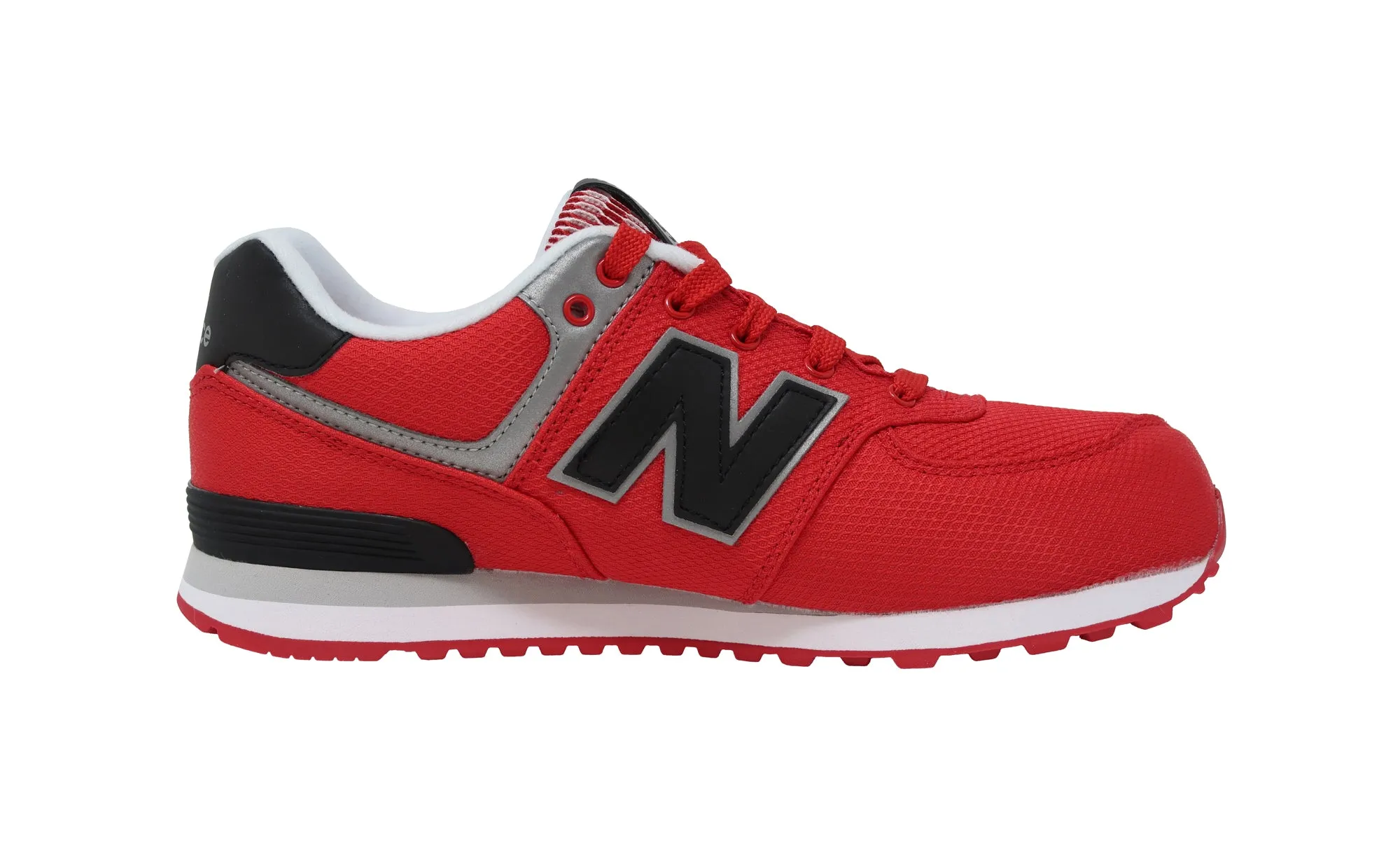 New Balance Big Kids 574 Black/Hot Red Shoes