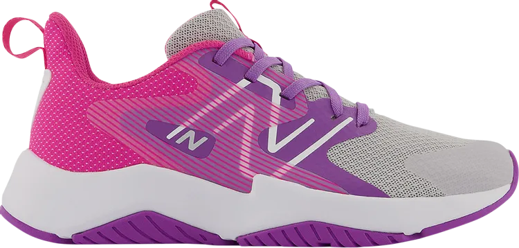New Balance Rave Run v2 Big Kid X-Wide 'Summer Fog Hi-Pink' Sneakers, Gray