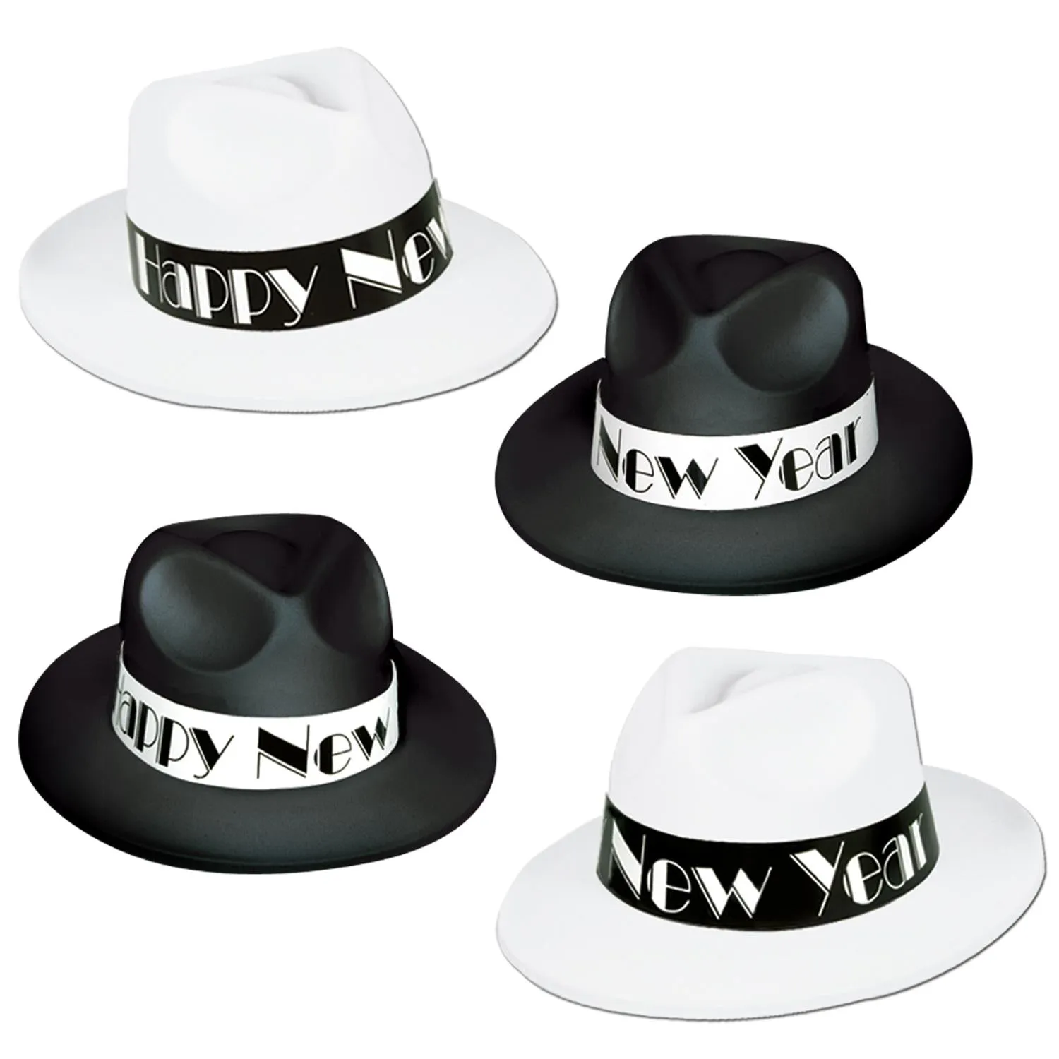 New Year's Eve Chicago Swing Fedora Hats assorted black & white (25 per Case)