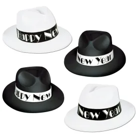 New Year's Eve Chicago Swing Fedora Hats assorted black & white (25 per Case)