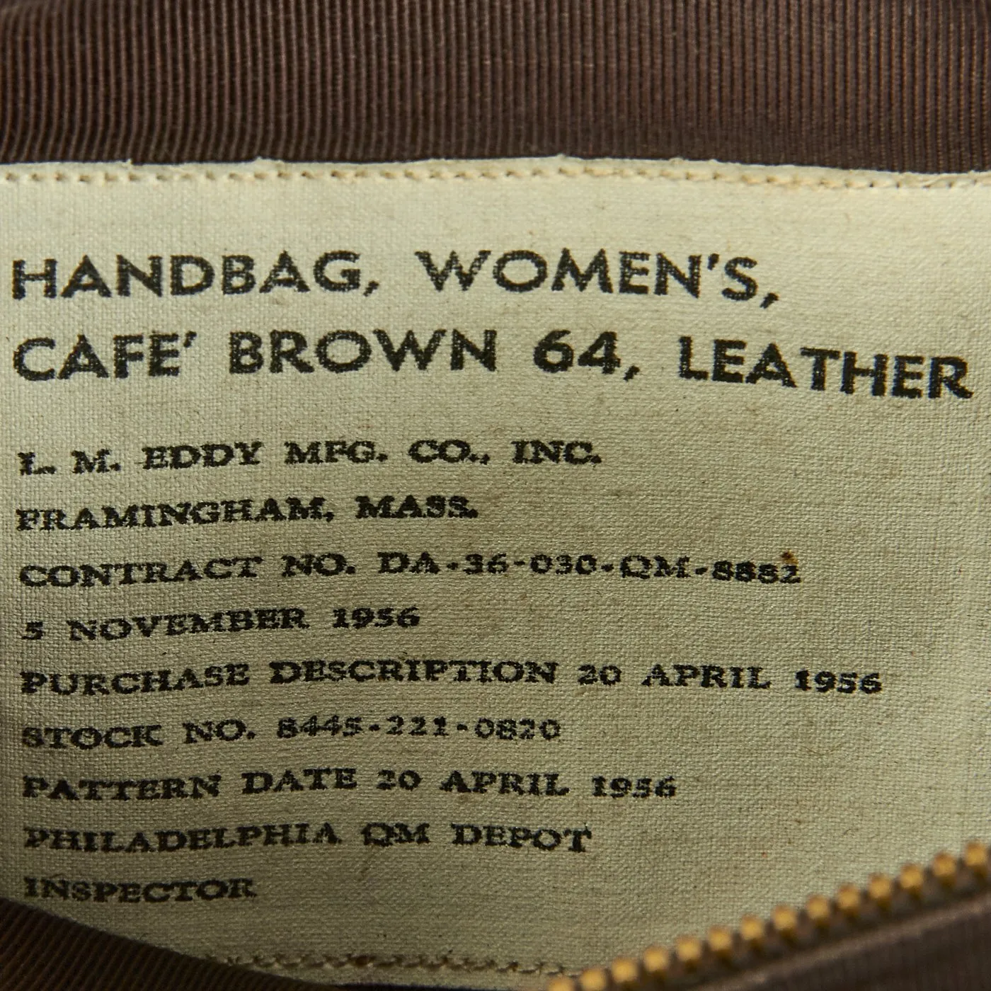 Original U.S. Korean War Women's Army Corps WAC Brown Handbag with Contents