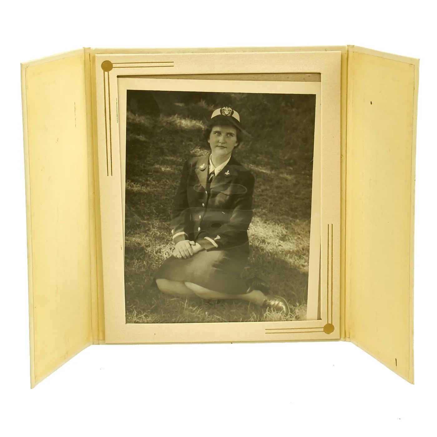 Original U.S. Navy WWII WAVES Named Officer Service Cap with Photograph