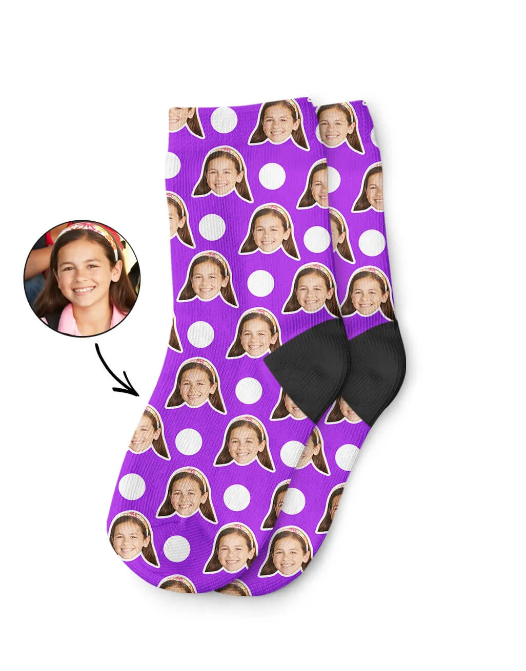 Polka Face Kids Socks
