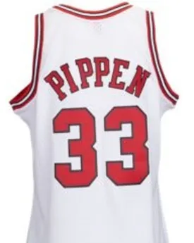 Scottie Pippen Chicago Bulls White Throwback Basketball Jersey.
