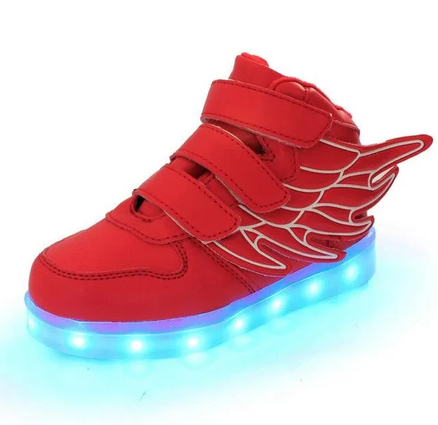 STRONGSHEN New Summer Children Breathable Sneakers Fashion Sport Led Usb Luminous Lighted Shoes for Kids Boys Casual Girls Flats