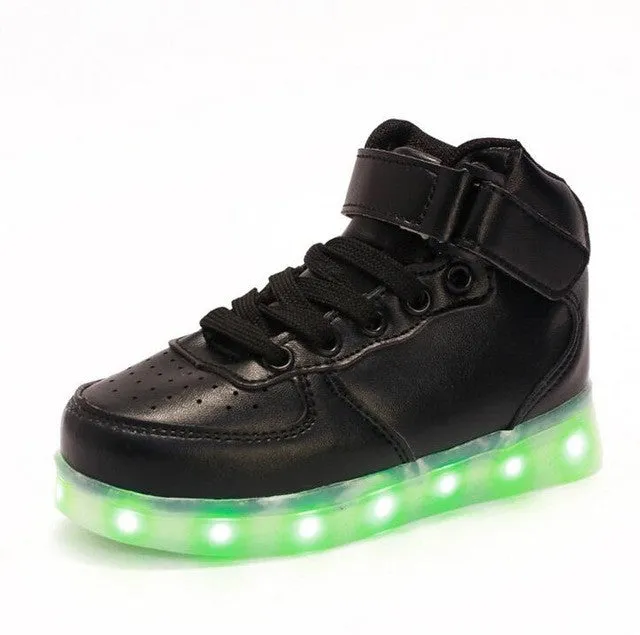 STRONGSHEN New Summer Children Breathable Sneakers Fashion Sport Led Usb Luminous Lighted Shoes for Kids Boys Casual Girls Flats