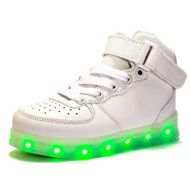 STRONGSHEN New Summer Children Breathable Sneakers Fashion Sport Led Usb Luminous Lighted Shoes for Kids Boys Casual Girls Flats