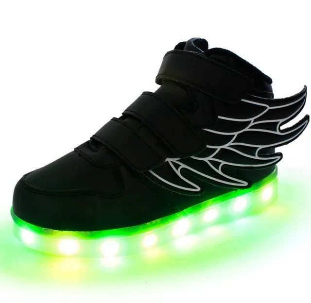 STRONGSHEN New Summer Children Breathable Sneakers Fashion Sport Led Usb Luminous Lighted Shoes for Kids Boys Casual Girls Flats