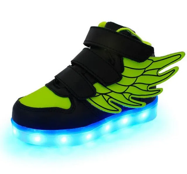 STRONGSHEN New Summer Children Breathable Sneakers Fashion Sport Led Usb Luminous Lighted Shoes for Kids Boys Casual Girls Flats