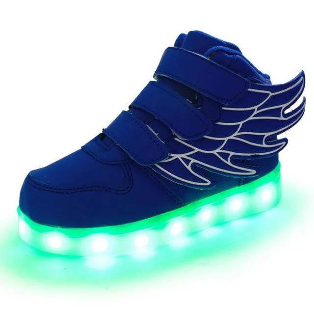 STRONGSHEN New Summer Children Breathable Sneakers Fashion Sport Led Usb Luminous Lighted Shoes for Kids Boys Casual Girls Flats