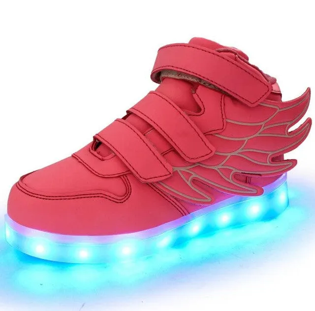 STRONGSHEN New Summer Children Breathable Sneakers Fashion Sport Led Usb Luminous Lighted Shoes for Kids Boys Casual Girls Flats