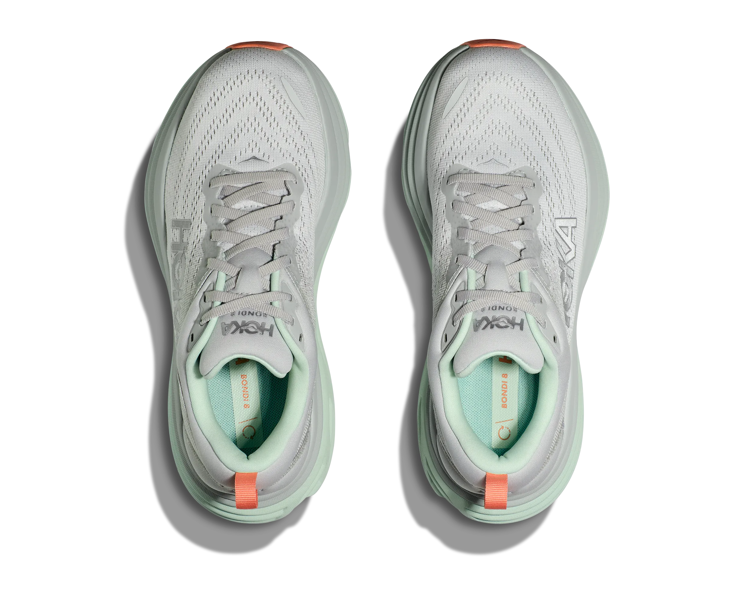 Women's Hoka Bondi 8 Color: Stardust / Aqua Breeze