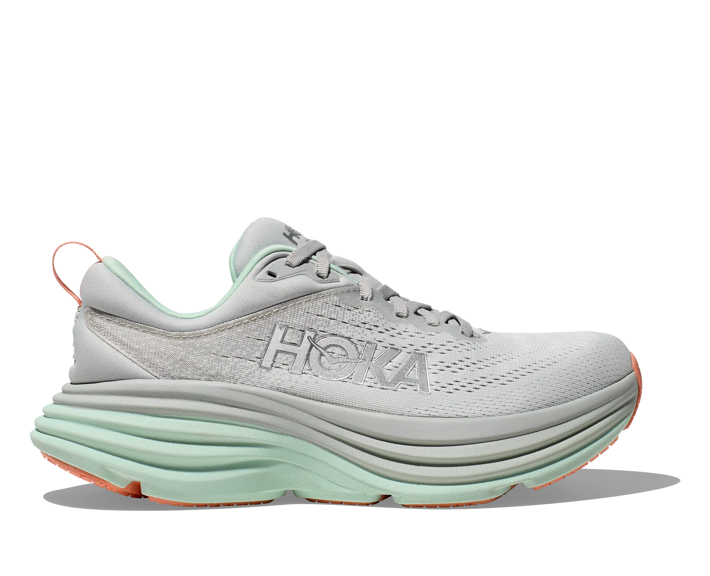 Women's Hoka Bondi 8 Color: Stardust / Aqua Breeze