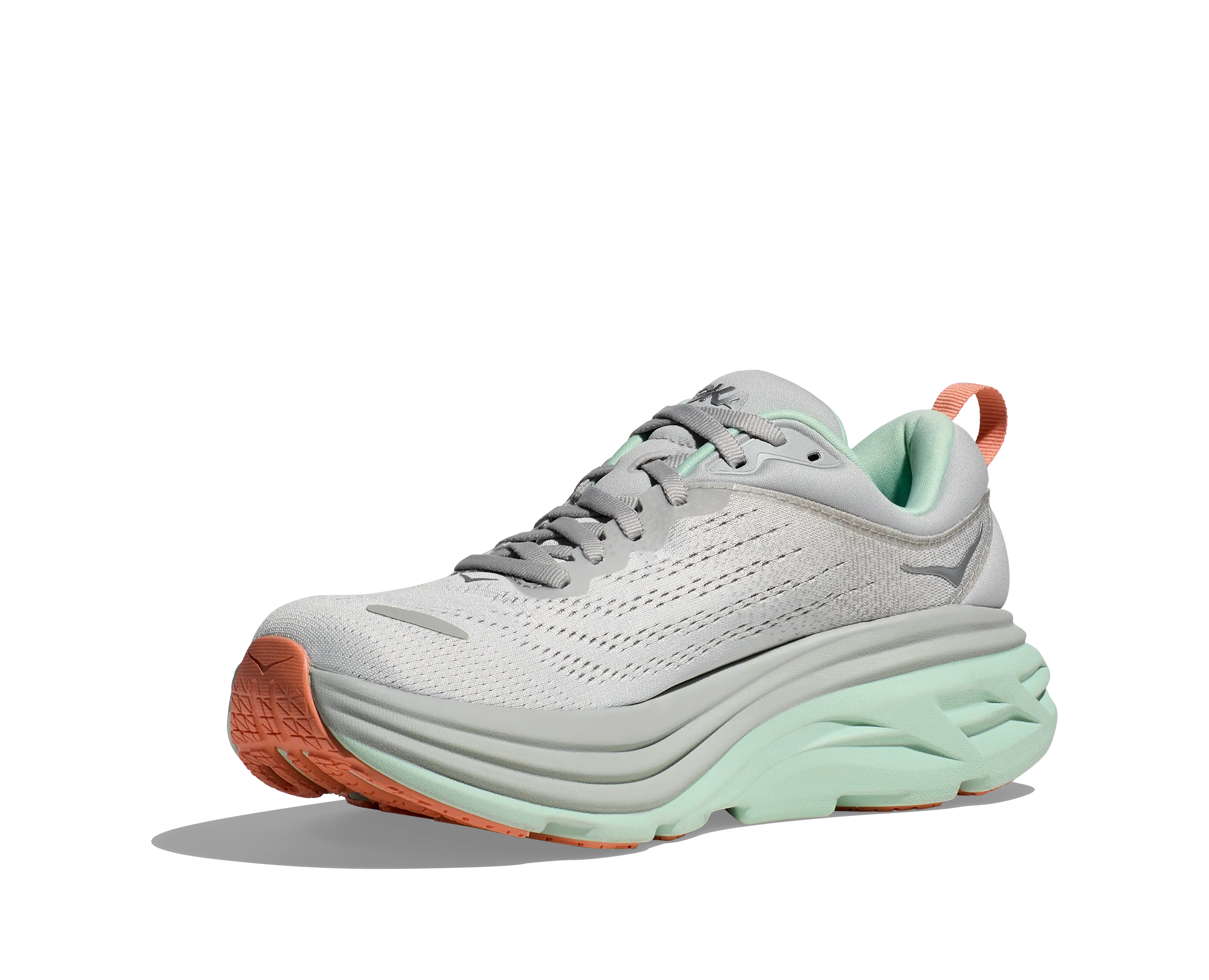 Women's Hoka Bondi 8 Color: Stardust / Aqua Breeze