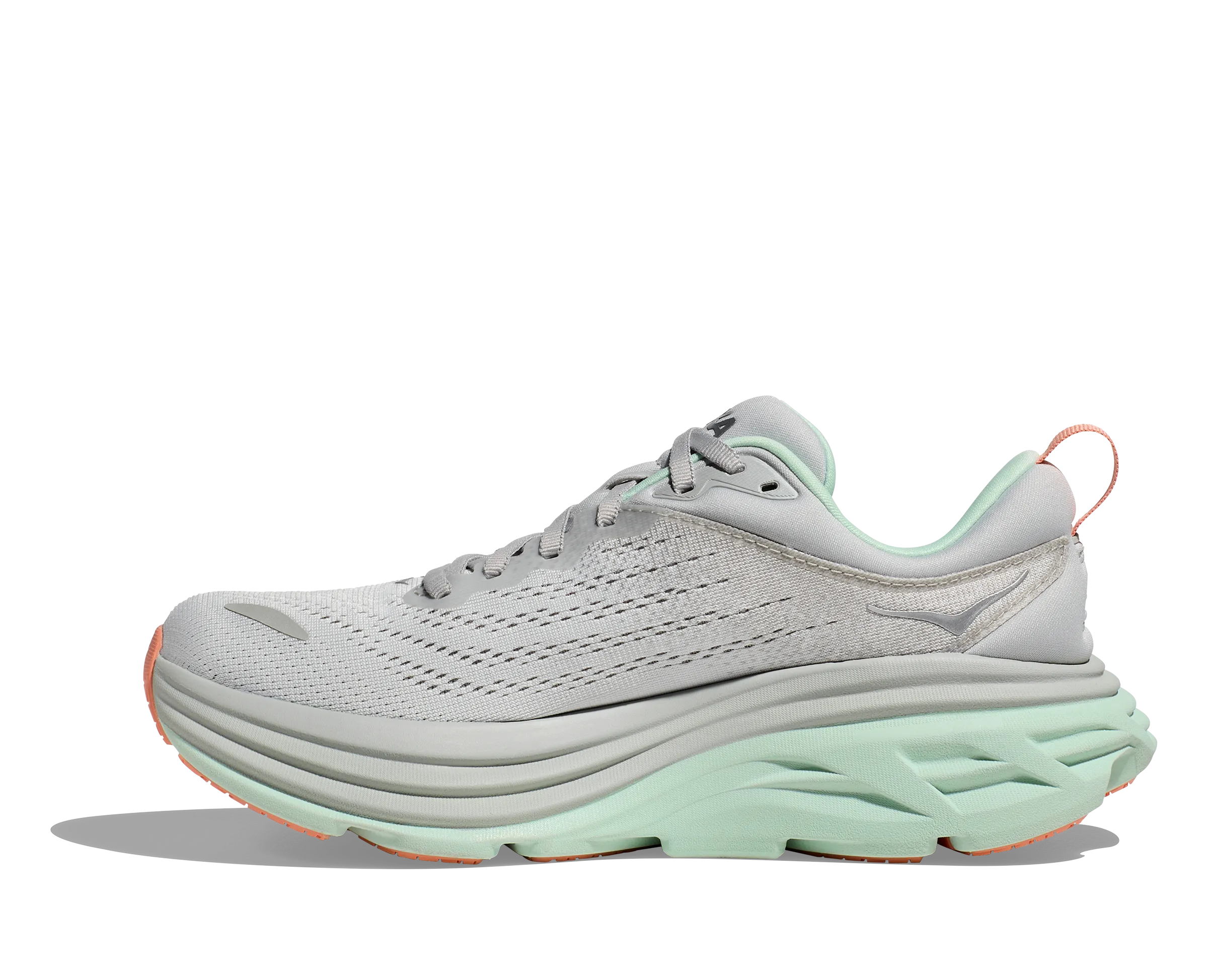 Women's Hoka Bondi 8 Color: Stardust / Aqua Breeze